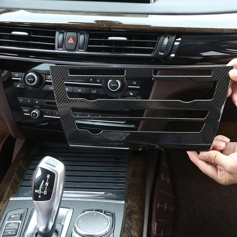Für BMW X5 F15 2014-2018 ABS Carbon-Faser Auto Mittelkonsole Klimaanlage Lautstärkeregler Dekorative Blende Aufkleber Auto-Zubehör