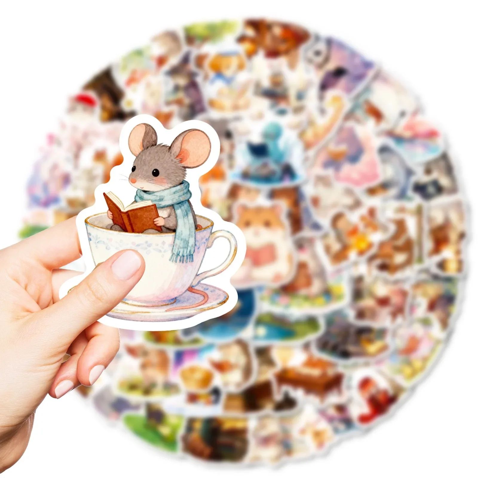 56Pcs Cute Funny Animal Reading Books Kindle Stickers Aesthetic Girls Decals Scrapbooking Notebook Laptop Phone Diary Sticker