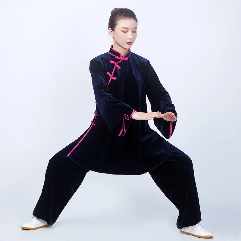 

Women Velour Oriental Vintage Tai Chi Suit Kung Fu Wushu Martial Art Uniform Chinese Style Jacket Pant Morning Exercise Costume