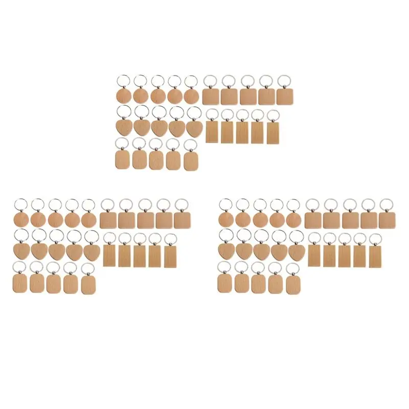 

ABKW-75Pieces Пустой деревянный брелок для ключей Diy Деревянный брелок Кольца Ключивые бирки Ювелирные изделия Ремесло