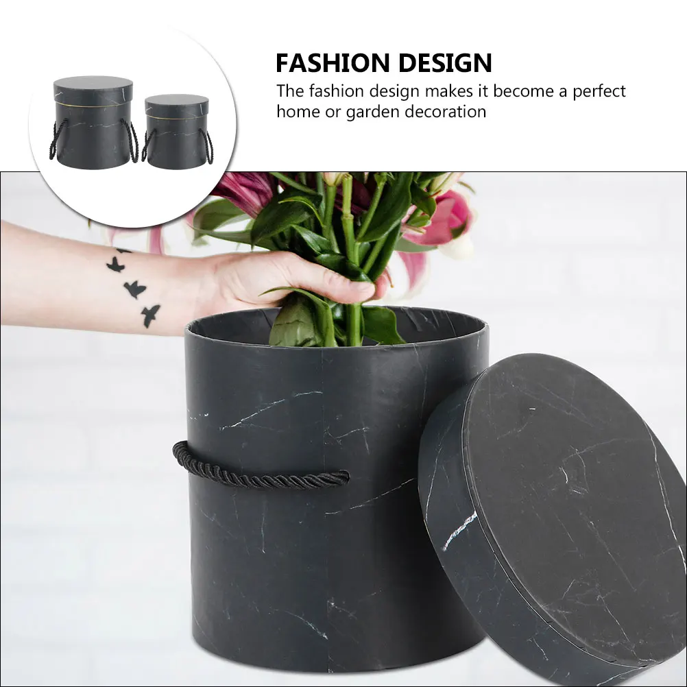 

2Pcs H Round Flower Pots Flower Storage Buckets Durable Sturdy Plant Containers H for Home Garden Decoration Black Color
