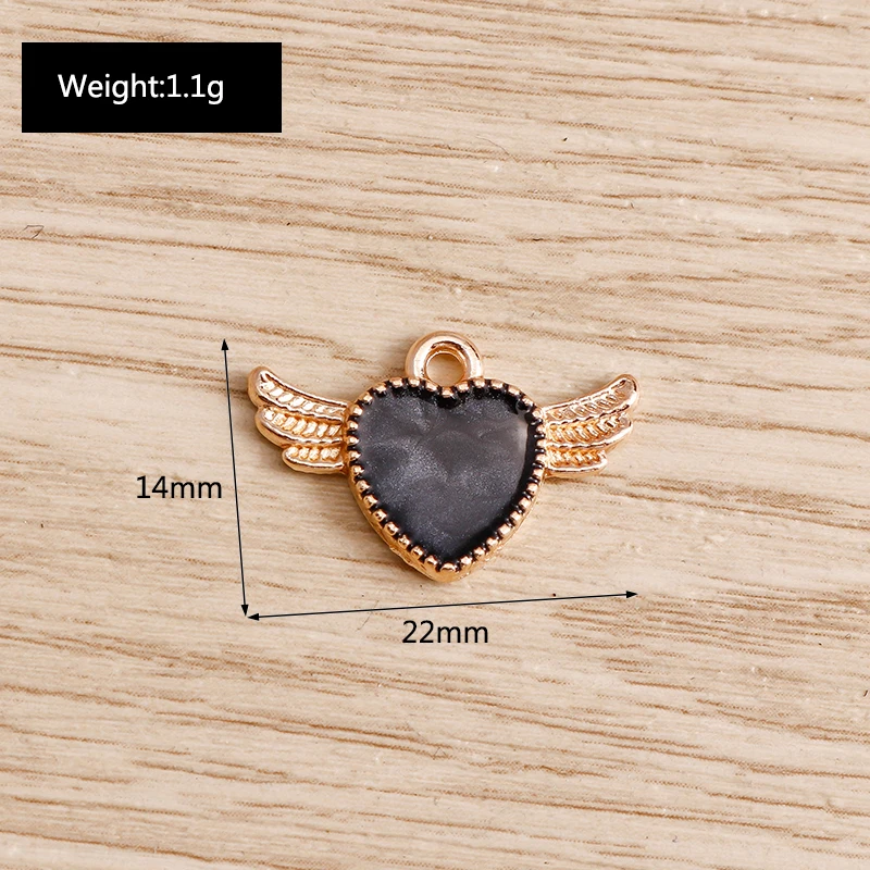 10pcs 22x14mm Cute Enamel Wing Love Heart Charms Pendants for Jewelry Making Drop Earrings Necklace Bracelet DIY Crafts Supplies