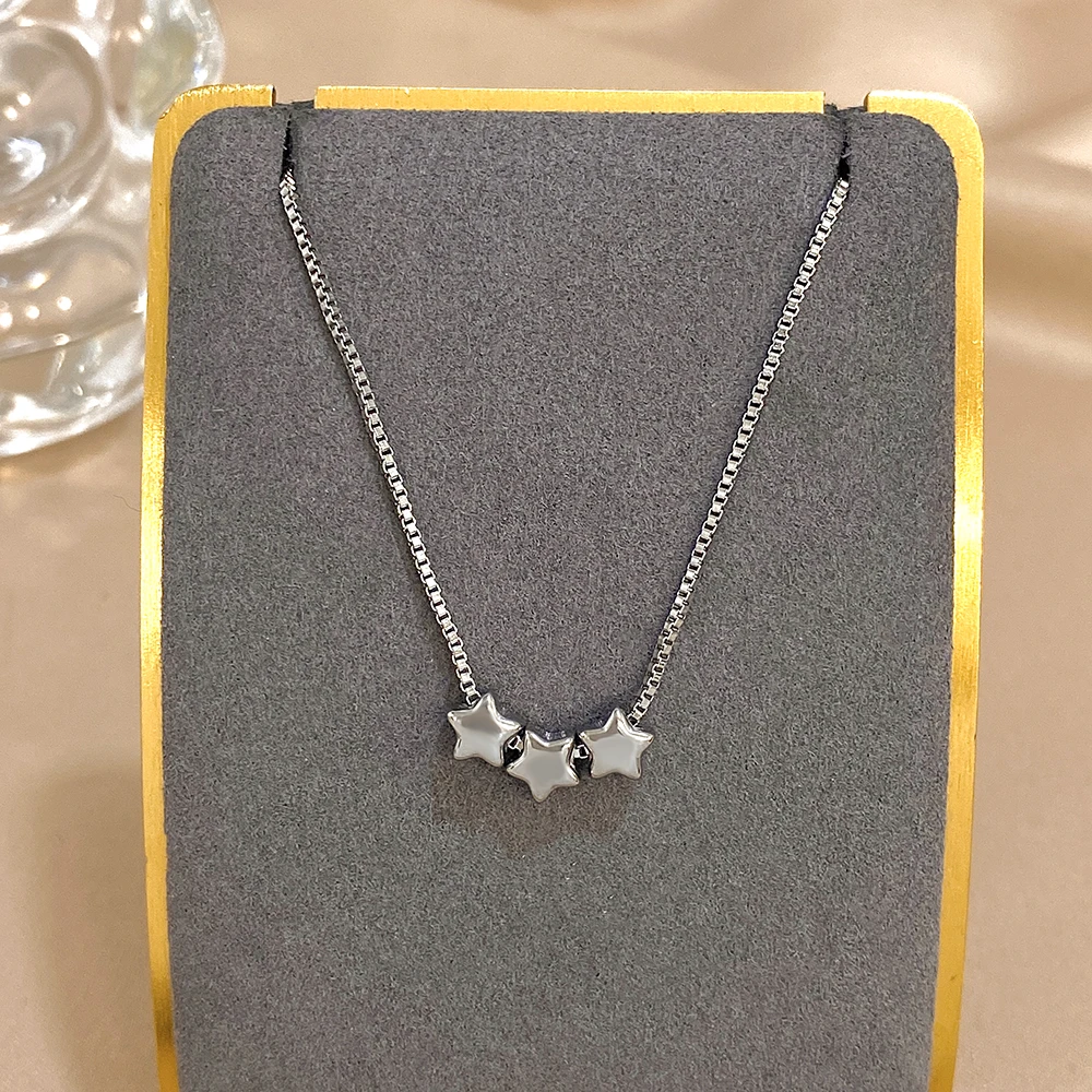 لطيف الثلاثي اللون ستار الخرز قلادة للنساء الفتيات موضة الذهب مطلي الفولاذ المقاوم للصدأ سحر القلائد مجوهرات مقاومة للماء