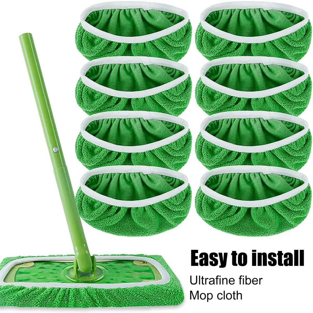 Flat Mop Cloth Wet Dry Dual Use Ultra Soft Mop Cleaning Pad Elastic Band S/L Optional Water Absorption Rotary Mop Cleaning Cloth