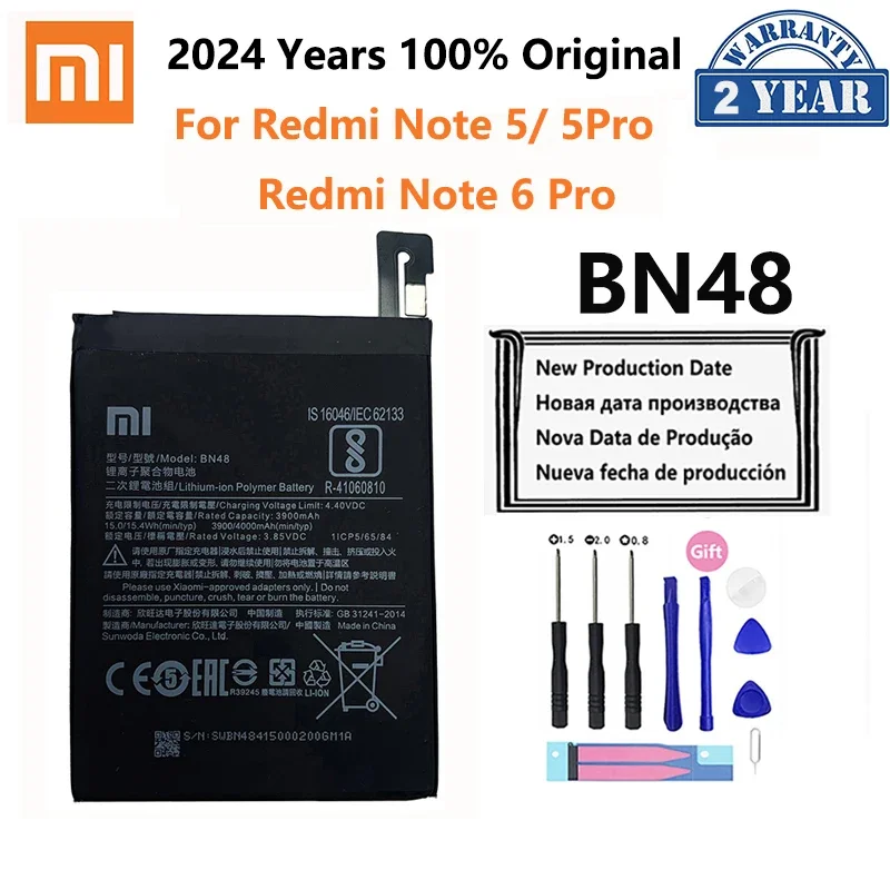 

100% Orginal Xiao mi BN48 4000mAh Battery For Xiaomi Redmi Note 5 Note5 Note6 6 Pro High Quality Phone Replacement Batteries