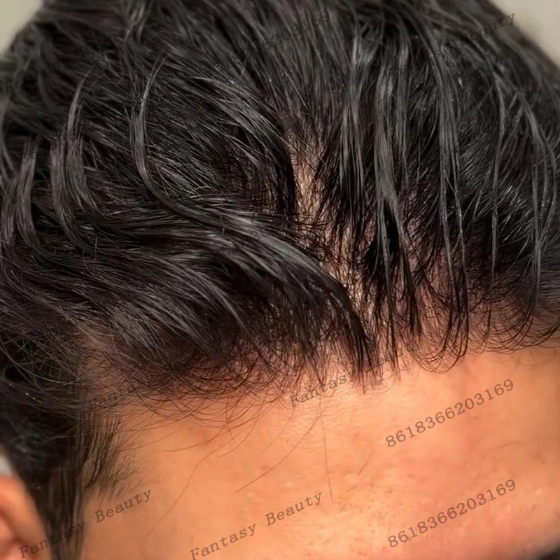 تنفس الدانتيل الجبهة الحرير العلوي الماس شبكة قاعدة رجل خصلات الشعر المستعار الإنسان غير قابلة للاكتشاف 30 مللي متر متموج دائم شعري طبيعي الشعر المستعار