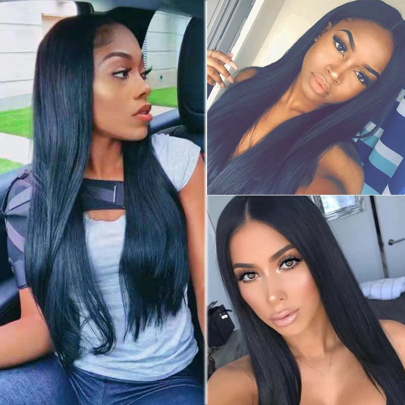 Svipwig Natural Straight Synthetic Lace Front Wigs Smooth Black Lace Frontal Wig For Women Heat Resistant Glueless Daily Wigs