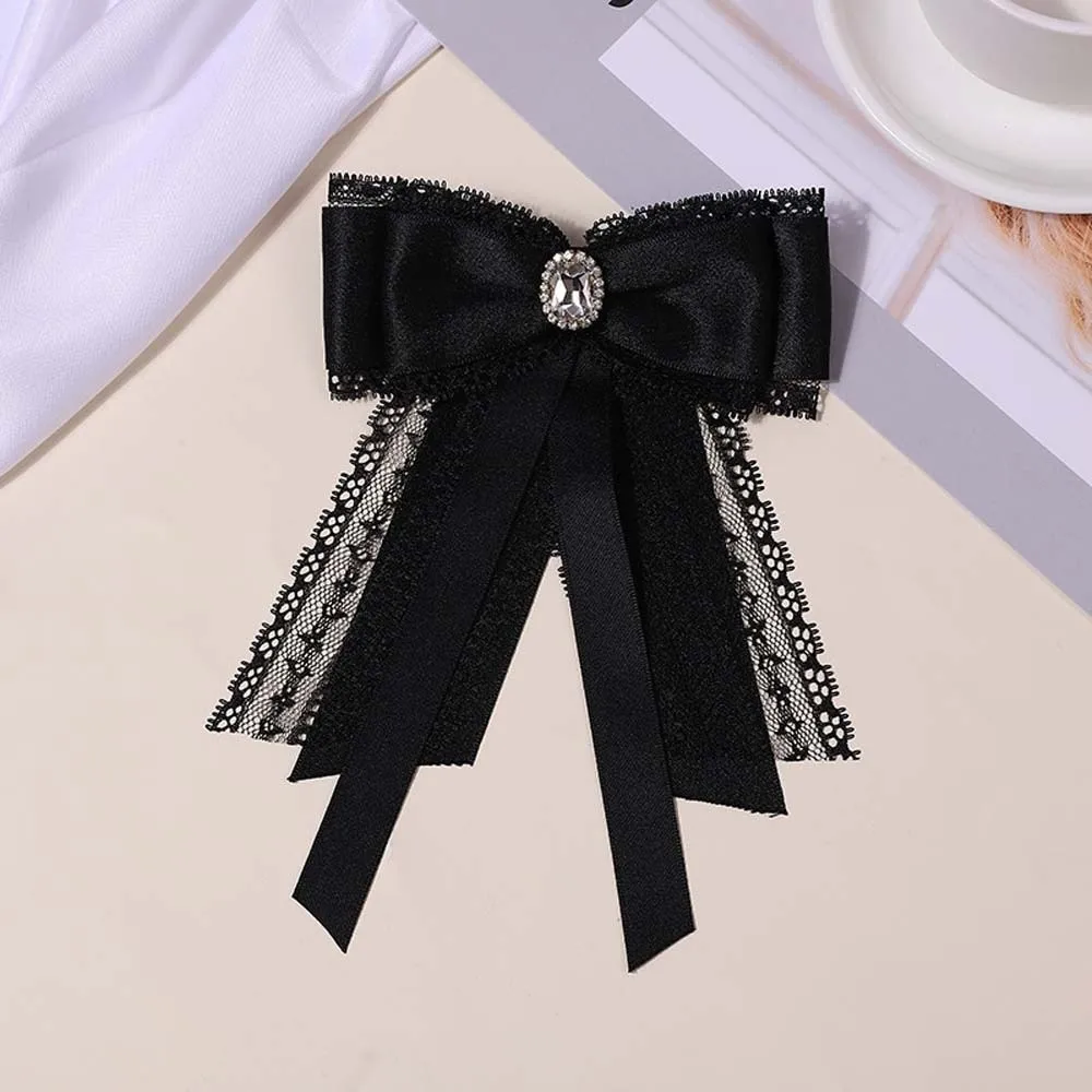 

Clothing Decoration Rhinestone Pearls Tie Black Brooch Hand-beaded Lace Necktie Tassels Geometric Decoration Shirt Tie Daily