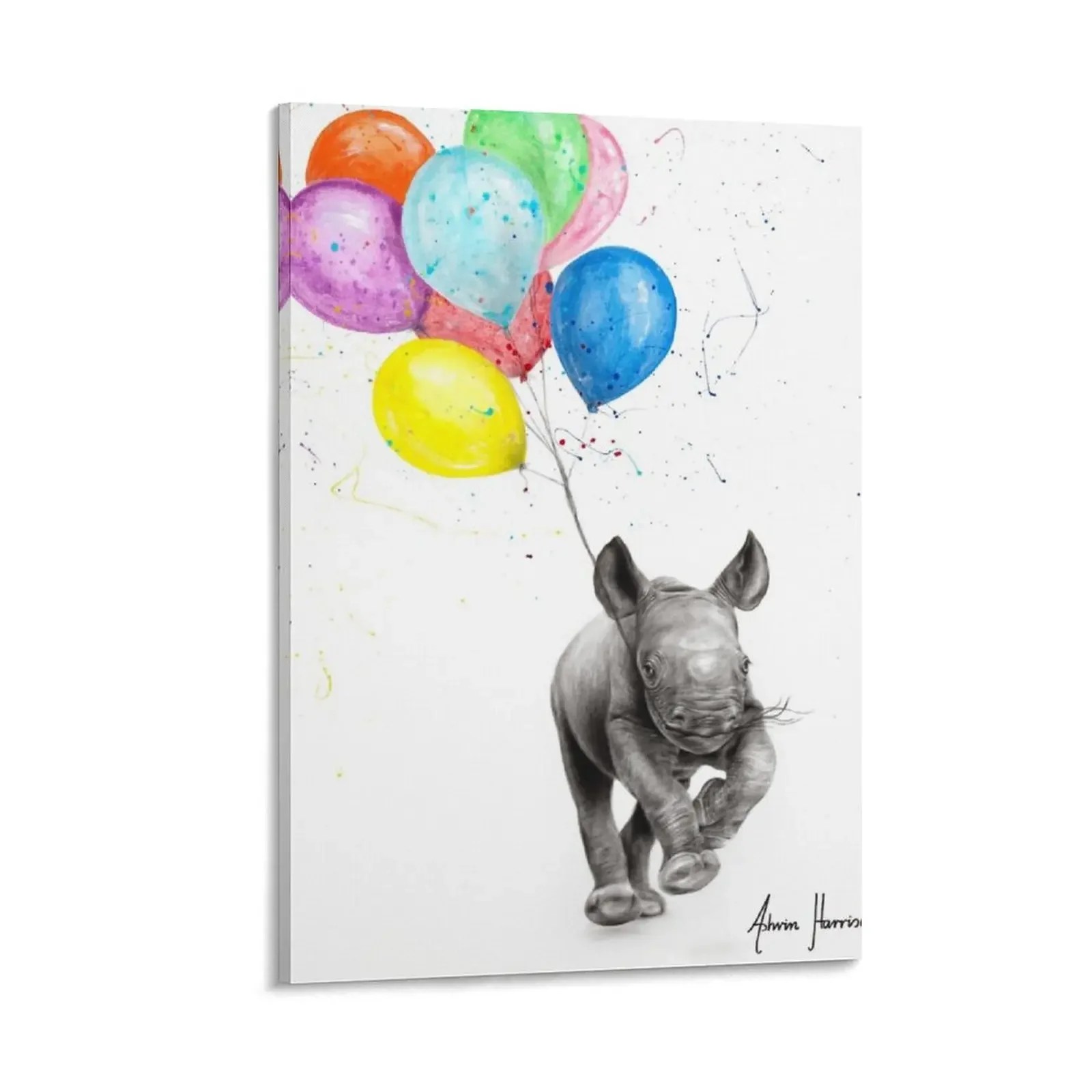 

The Rhino and The Balloons Canvas Painting Picture on the wall fashion wall paintings Decoration wall canvas decoration
