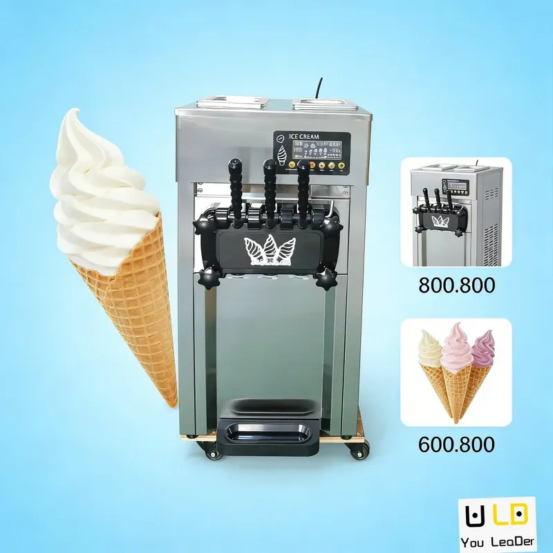 Commercial Soft Ice Cream Machine for All Brands Stainless Steel 1900W Dual Voltage 220V 110V One-Year Warranty