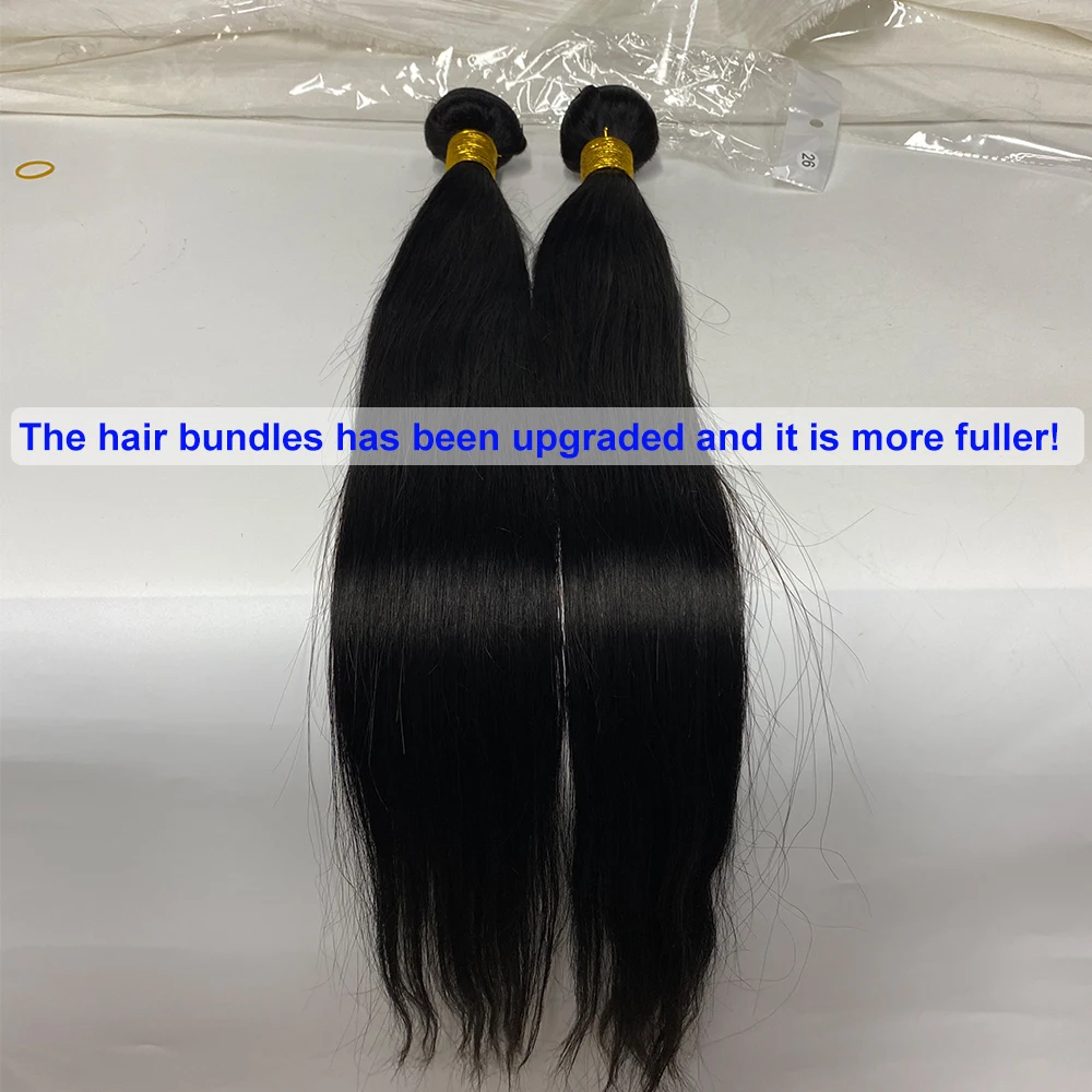 30 32 38 40 Inch Straight Brazilian Hair Weave Bundles With 13x4 Lace Frontal Human Hair Bundles Closure Remy Hair Extension