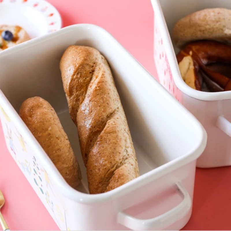 Thickened Enamel Food Crisper Bread Box Snack Box Toast Box Storage Box Can Be Put In Refrigerator Oven