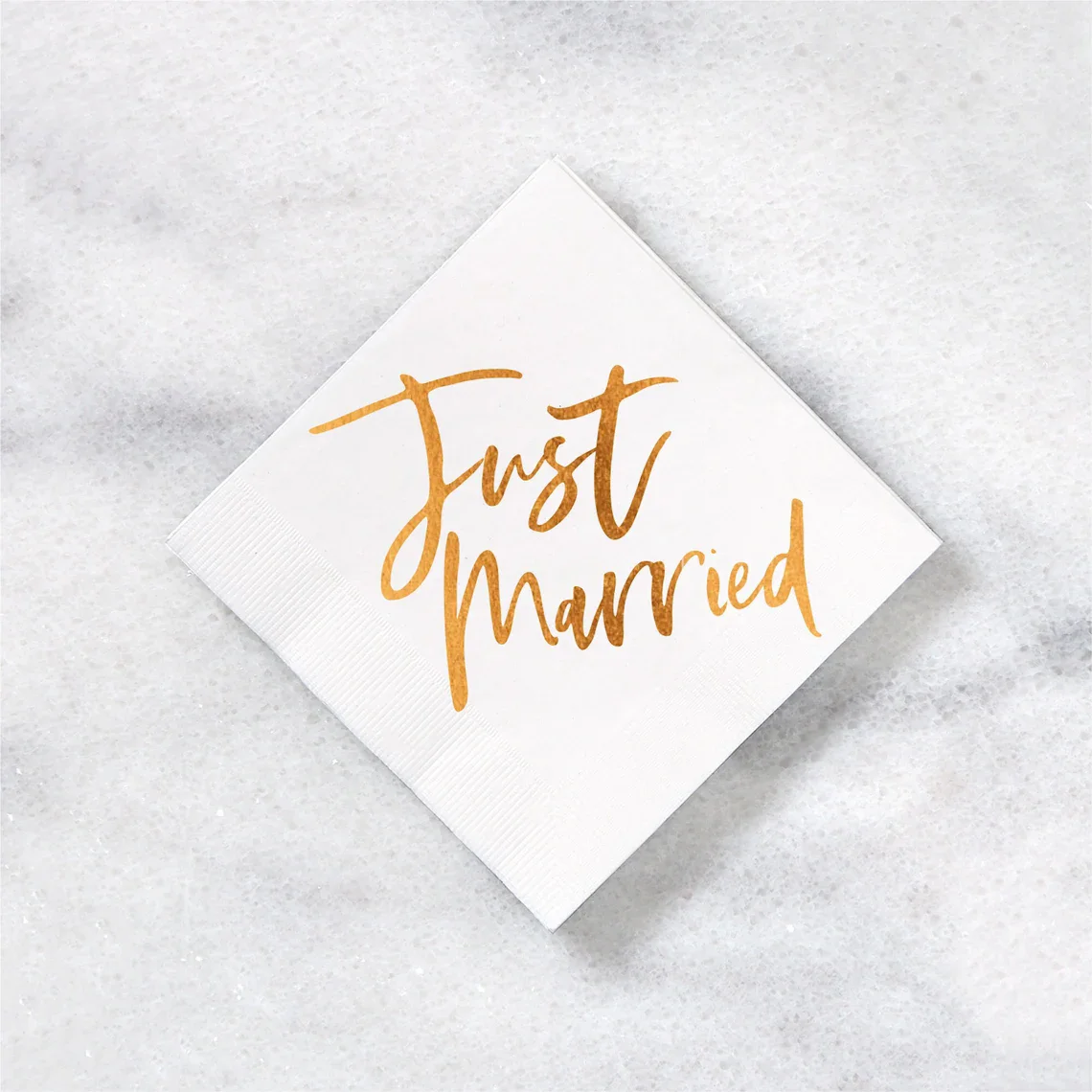 Just Married Beverage Napkins - Pack of 20 party napkins - Wedding Reception, Cocktail Hour, Dessert Table