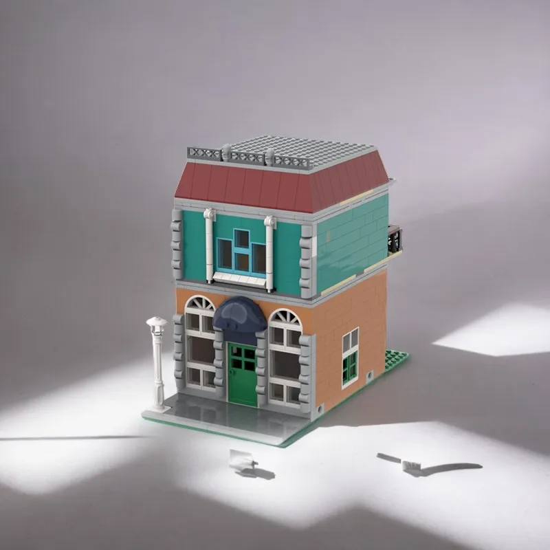 Toldo retráctil para cafetería MOC, modelo DIY, bloques de construcción, juguetes de cumpleaños, regalo para fanáticos de arquitectura, 826 Uds.