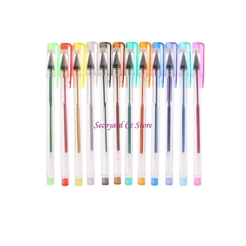 N3UC 1Pc 0.5mm Luminous Flash Colour Party Clip Gel Pen Writing Ballpoint Of