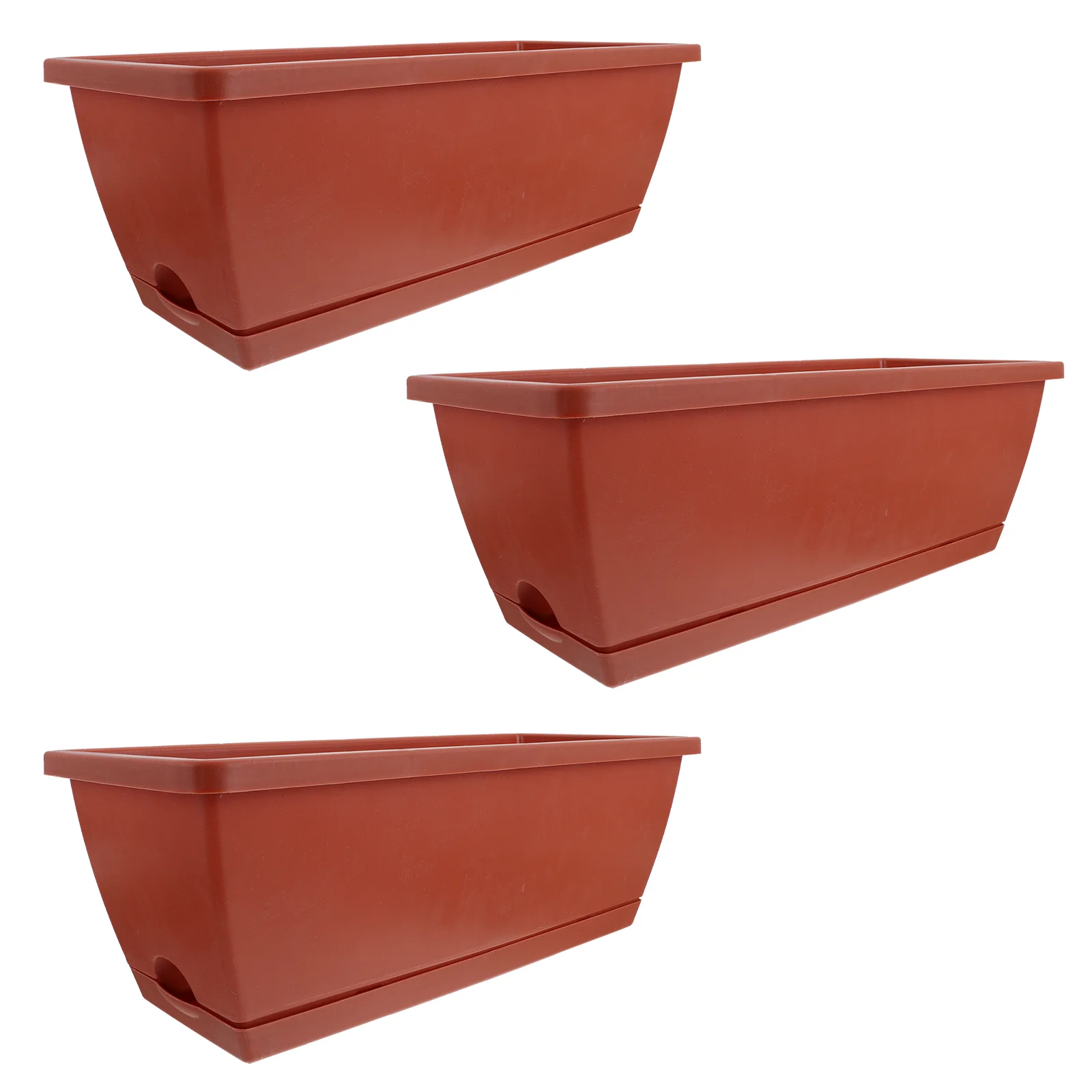 3 Pcs Plant Flower Stand Pot Planting Trough Square Vase Pots Indoor Rectangular with Trays 4300X1800X1500CM Plastic Long