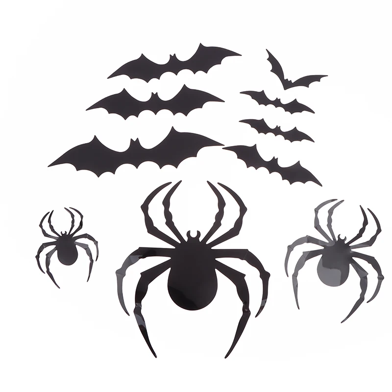 1 New Style Set Wall Sticker Bar Room Party Scary Props Halloween Decoration 3D Black PVC Bat Halloween Party DIY Decoration