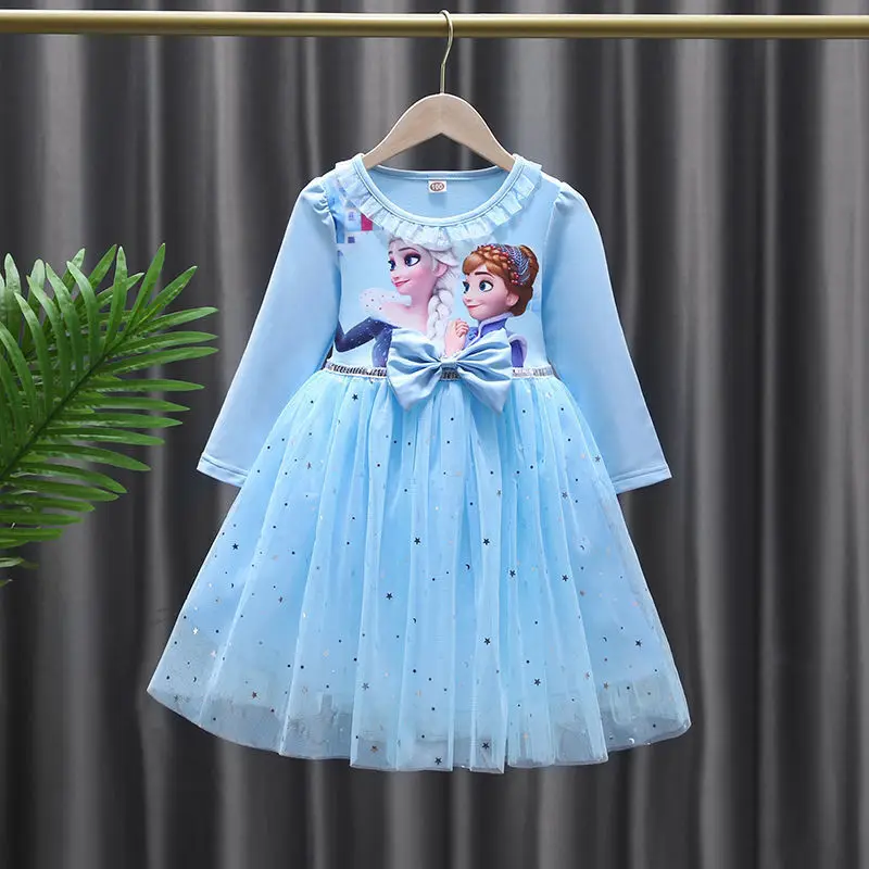 New Fall Dresses for Girls Vestidos Frozen Elsa Dresses Birthday Party Long Sleeve Princess Costume Teen Children\'s Prom Dress