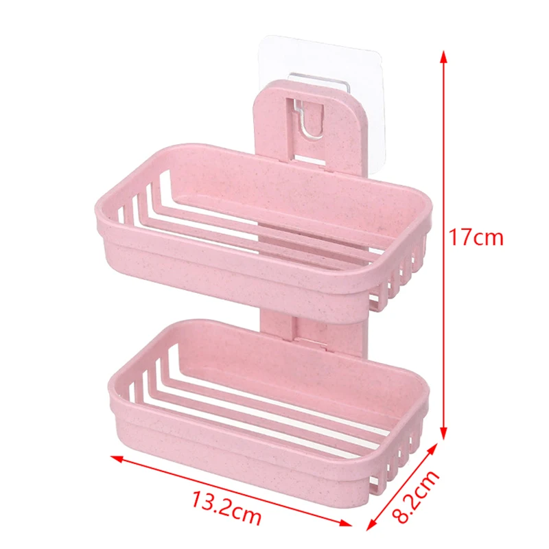 Wall Mounted Double Layer Soap Dish Punch-Free Drawer Draining Holder Bathroom Organizer Rack Shelves Kitchen Sponge Storage Box