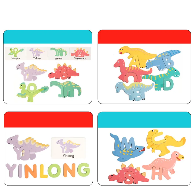 1-صندوق حزمة من الديناصورات تحت عنوان التعرف على الحروف الأبجدية التعلم الألغاز التعليمية التعلم المبكر لغز لعب للأطفال #6