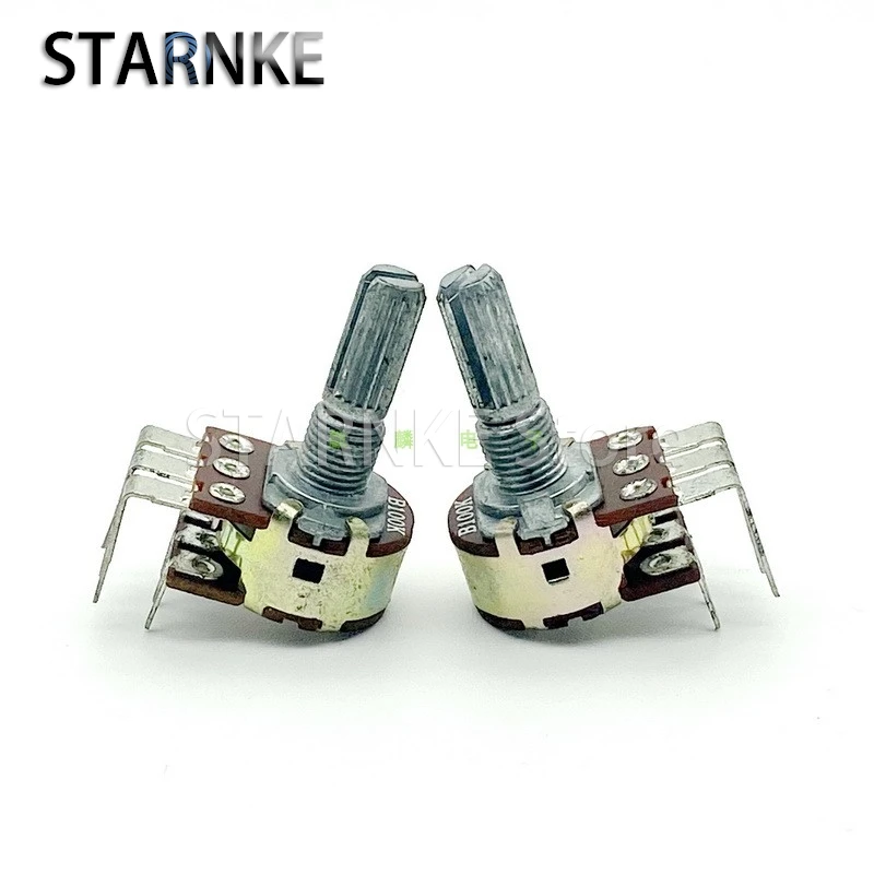 2PCS Vertical Bend Feet Double Row 6-Pin Adjustable Resistor Speaker Amplifier Audio Master Volume Potentiometer B100K