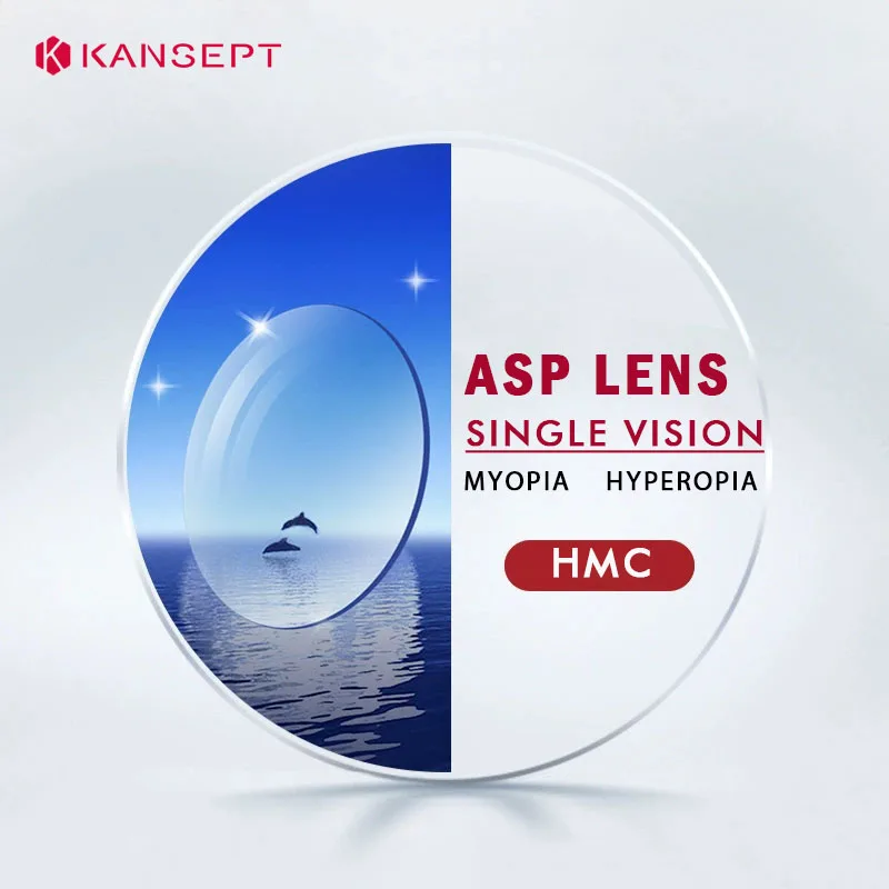 KANSEPT 1.56 1.61 1.67 1.74 CR-39 HD Resin Aspheric Optical Lenses Myopia Hyperopia Lens HMC Anti-scratch Anti-reflective Lenses