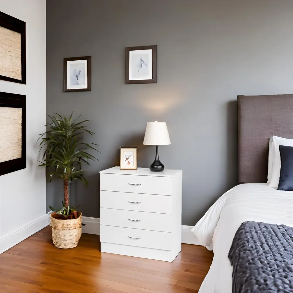 

4-Drawer Dresser for Bedroom – Modern Chest with 4 Storage Drawers, Small Nightstand & Side Table