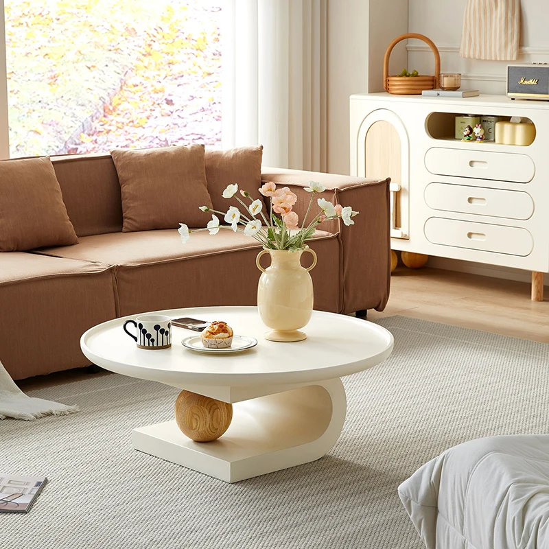 

Round Coffee Table Small Frames Bedside Modern Design Minimalist Wood Neat Center Table Nordic Mesa Plegable Bedroom Furniture