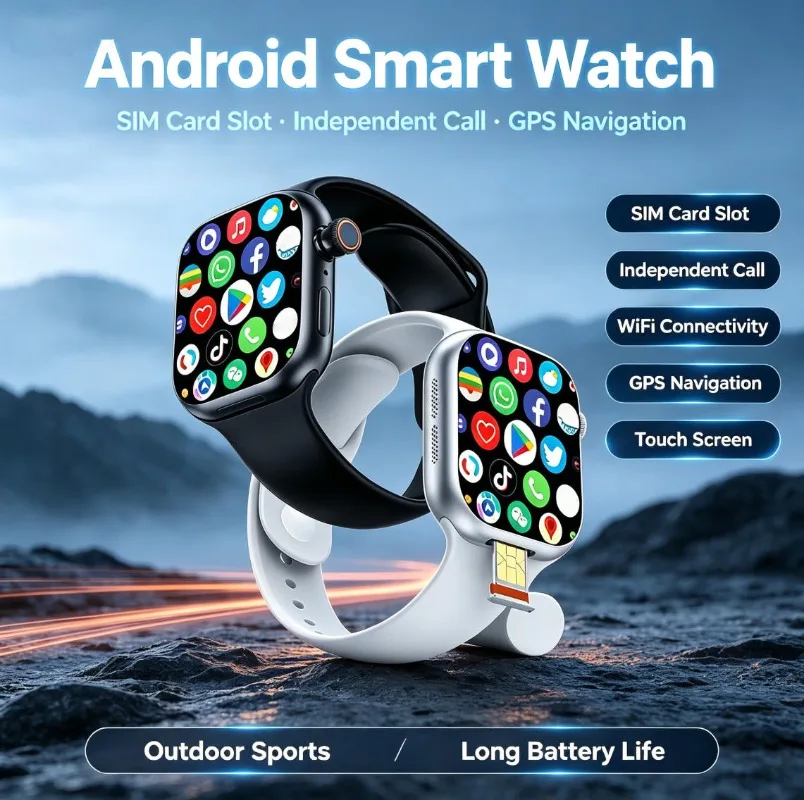 Unisex CD20 Android Smart Watch Independent SIM Built-in GPS Large Storage Sports Wristwatch