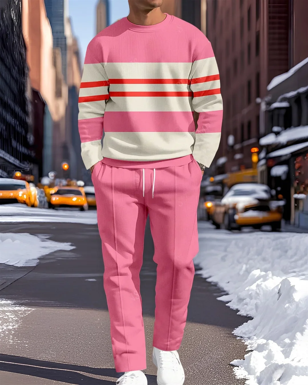 ﻿ Мужской повседневный комплект из 2 предметов. Удобная мужская футболка с круглым вырезом и длинными рукавами с 3d принтом и шнурком. Спортивные комплекты из двух предметов. ﻿ ﻿ ﻿ ﻿