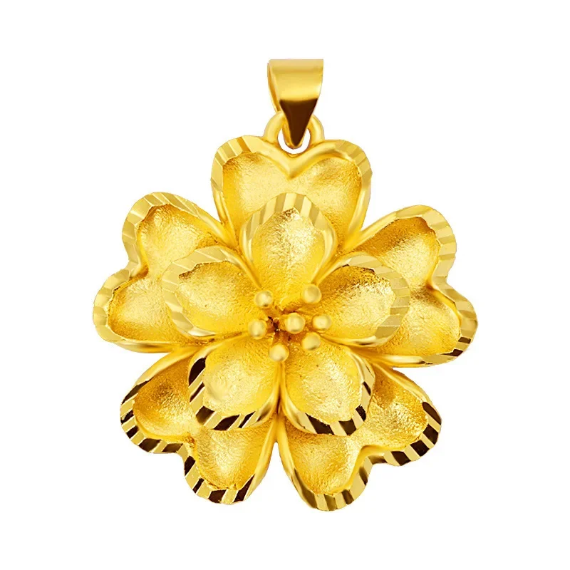 Fashion Hot Selling Double Big Flower Imitation Gold Necklace Pendant Plus Necklace Electroplating Women's Jewelry