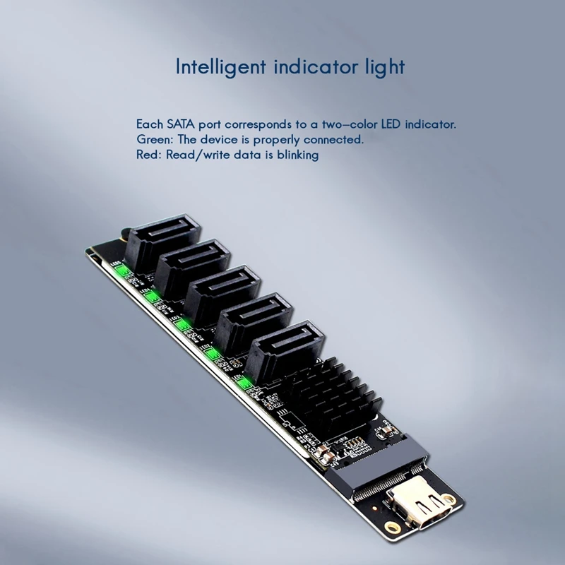 Adaptador de TYPE-C a SATA3.0, tarjeta Convertidora de 5 puertos, 6Gbps, USB10G, JM575 + JMS580, para SATA, SSD, HDD, expansión
