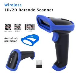 KEFAR KR-S8 Wireless 2D Barcode Scanner 2.4G Transmiision Automatic Barcode Reader Handheld Bar Code Scanner with USB Receiver