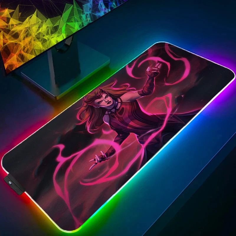 Tapis de souris RGB sorcière écarlate plus grand bord XXL rétro-éclairage blanc vitesse Pc clavier d'ordinateur LED tapis de bureau accessoires de jeu tapis de souris