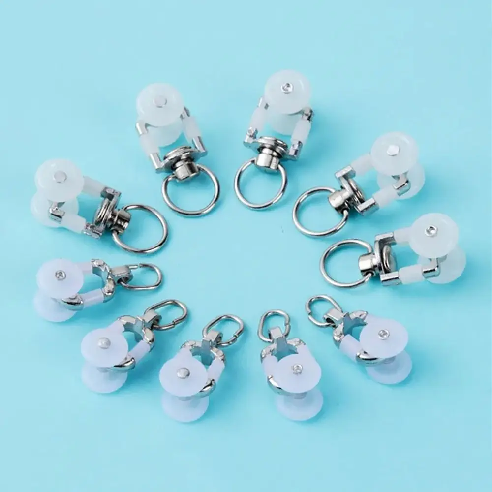 10Pcs Straight Curved Track Rollers Curtain Wheels Rail Curtains Hook Ring Slider Decorative Curtain Rod Pulley