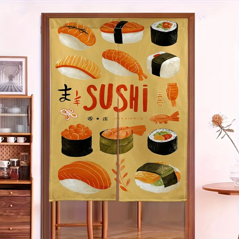 VIKAMA Sushi Half-Door Curtain, Japanese-Style Seafood Restaurant Partition Curtain, Entrance Curtain for Sushi Restaurants