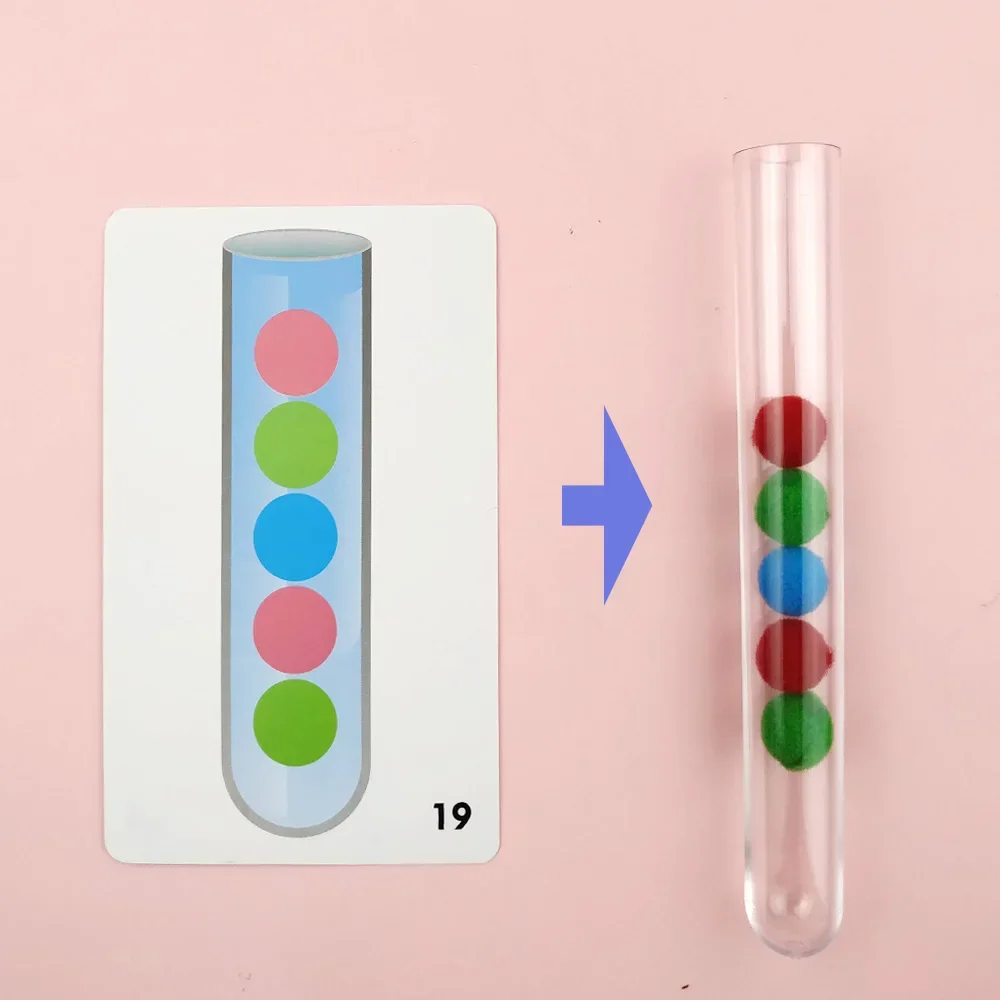 Jeu de classification de la motricité fine pour enfants, jouets éducatifs, tubes à essai, boules en peluche, pince à épiler, couleur, 54-109