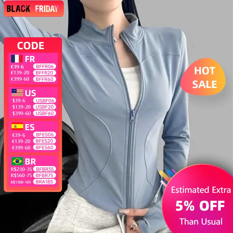 Women Zip Fitness Clothes Long Sleeve Sports Jacket with Pockets Yoga Shirt Quick Dry Gym Top Sunscreen Sportswear Running Coats