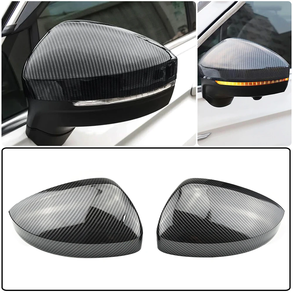 

2pcs Side Wing Mirror Caps Cover for VW Tiguan Allspace L MK2 2017 2018 (Carbon Look) Replacement 2019 2020 Pair