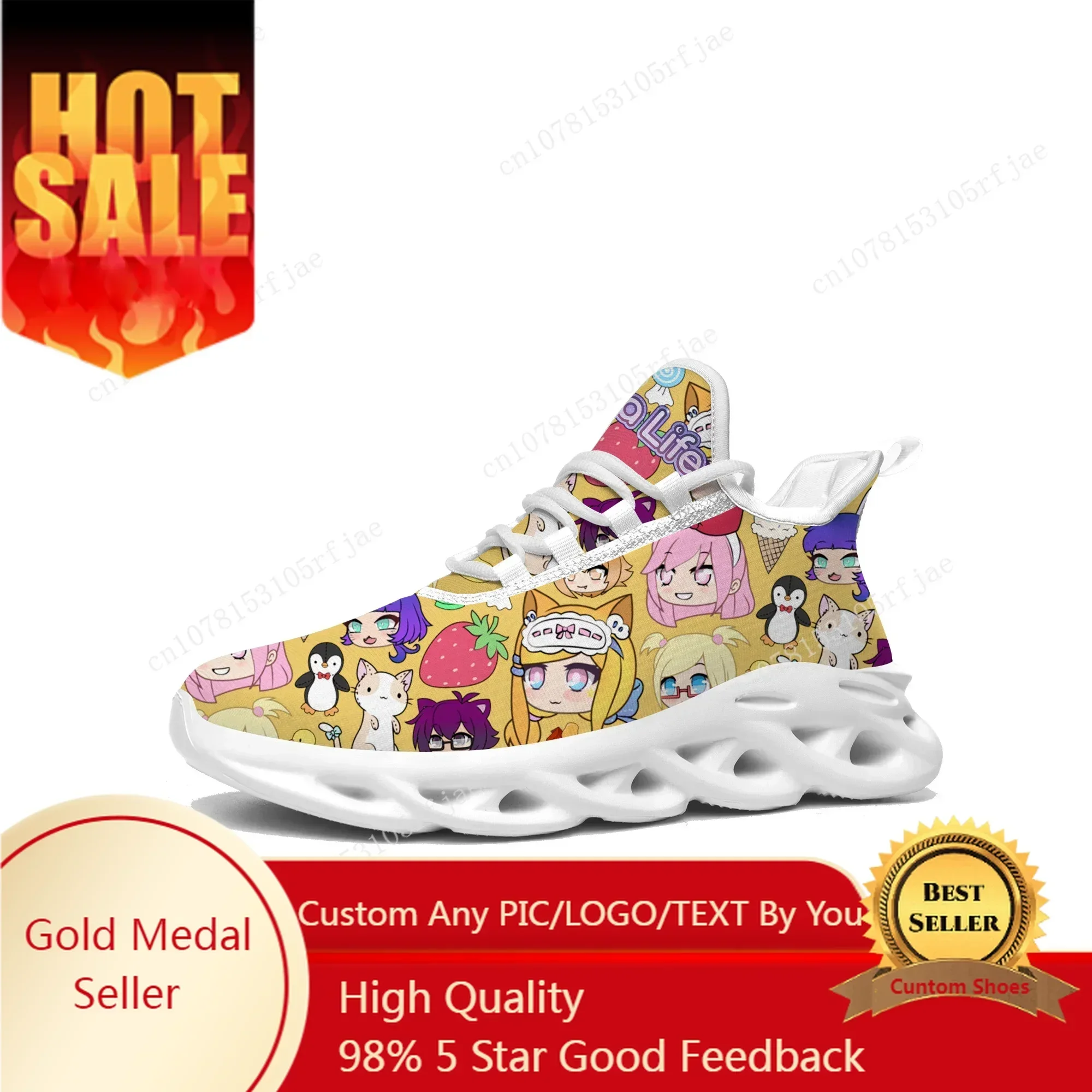 

Gacha Life Sneakers Hot Cartoon Game Mens Womens Sports Running Shoes Fashion Custom Built Lace Up Shoes