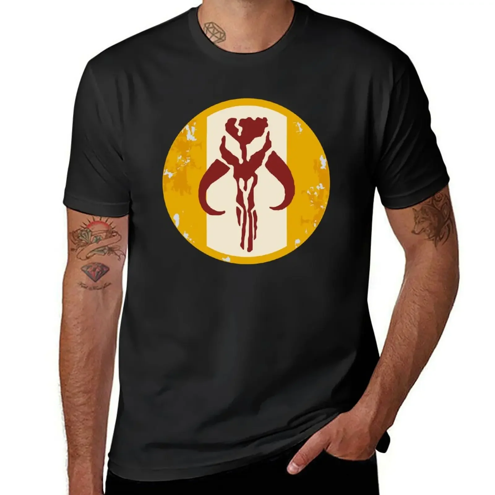 

Mando Shoulder Patch Mythosaur Round T-Shirt customs affliction shirts men graphic t shirts