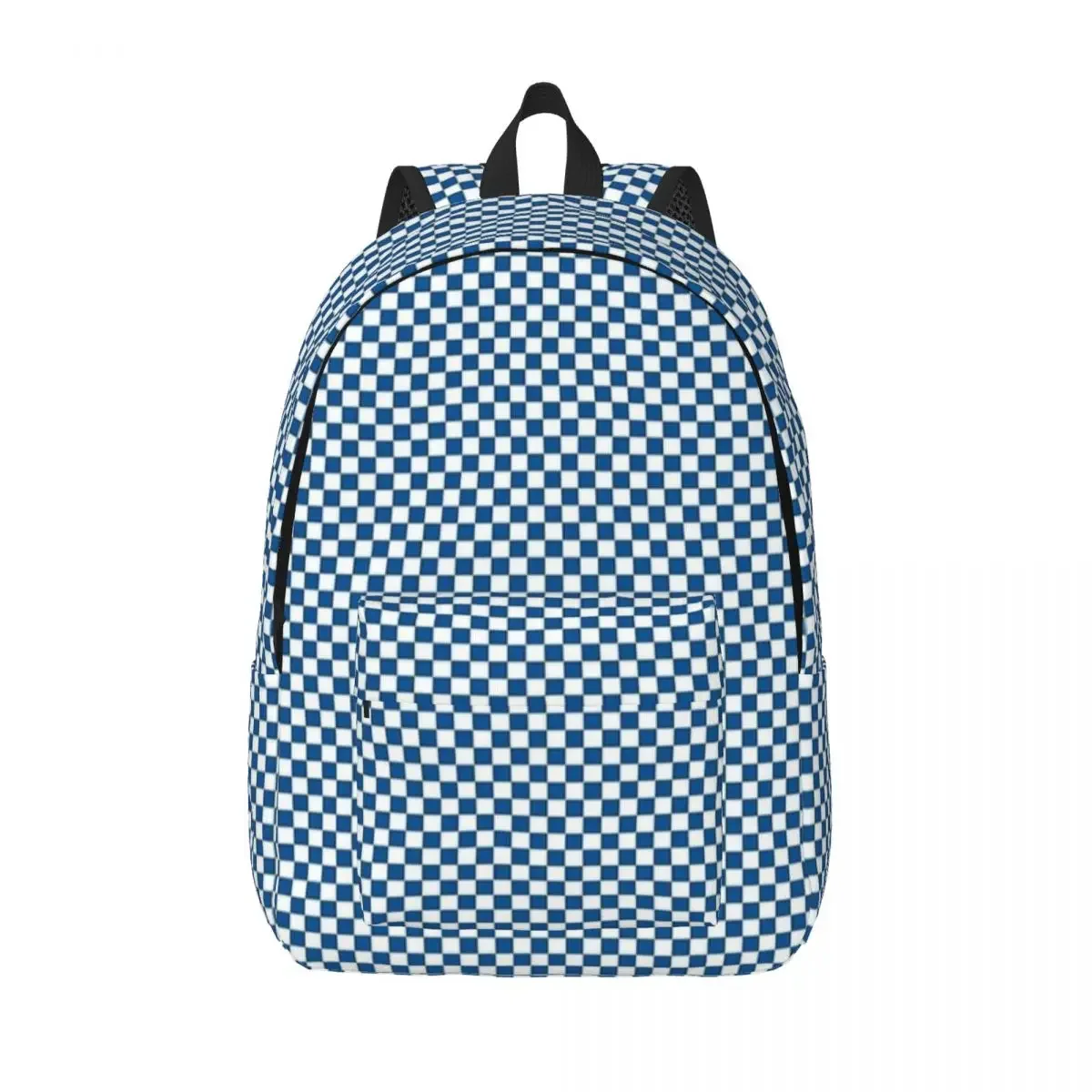 

Blue Checkerboard Backpack for Men Women Teenage Student Work Daypack Checkered College Shoulder Bag Outdoor