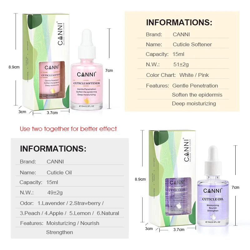 15 ml CANNI Nagelhautöl Nagelgelpoliermittel Maniküre Nagel Hautpflege Feuchtigkeitsspendend Nähren Stärken für Gel Nagelhautenthärter – Detail 4