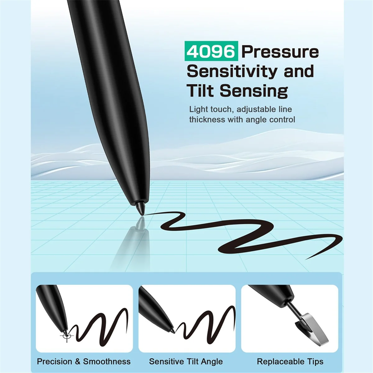 EMR Digital Stylus Pen with Eraser for Remarkable 2,4096 Pressure Levels,Palm Rejection,for Remarkable/Samsung/Wacom—AA56