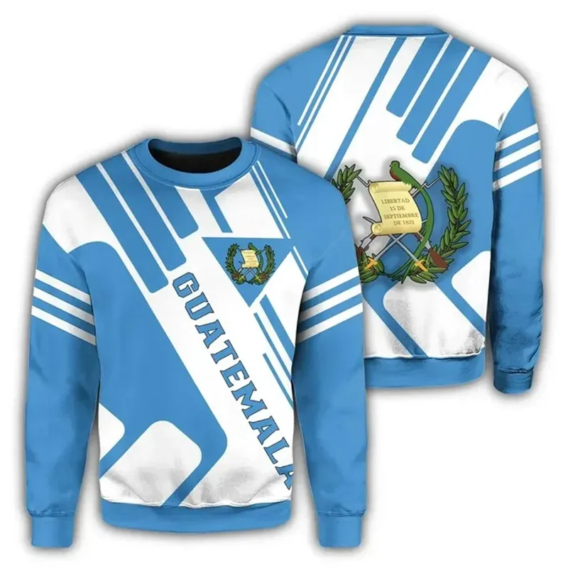 The Republic-of Guatemala Map Flag 3D Printed Sweatshirts Guatemala Emblem Graphic Round Neck Hoodies Unisex Sweatshirts Clothes