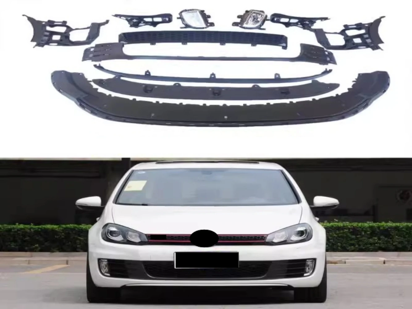 new Car Front Lip Spoiler Fog Lamp Frame Bottom Grille Cover Assembly For Volkswagen vw Golf 6 GTI Auto Accessories