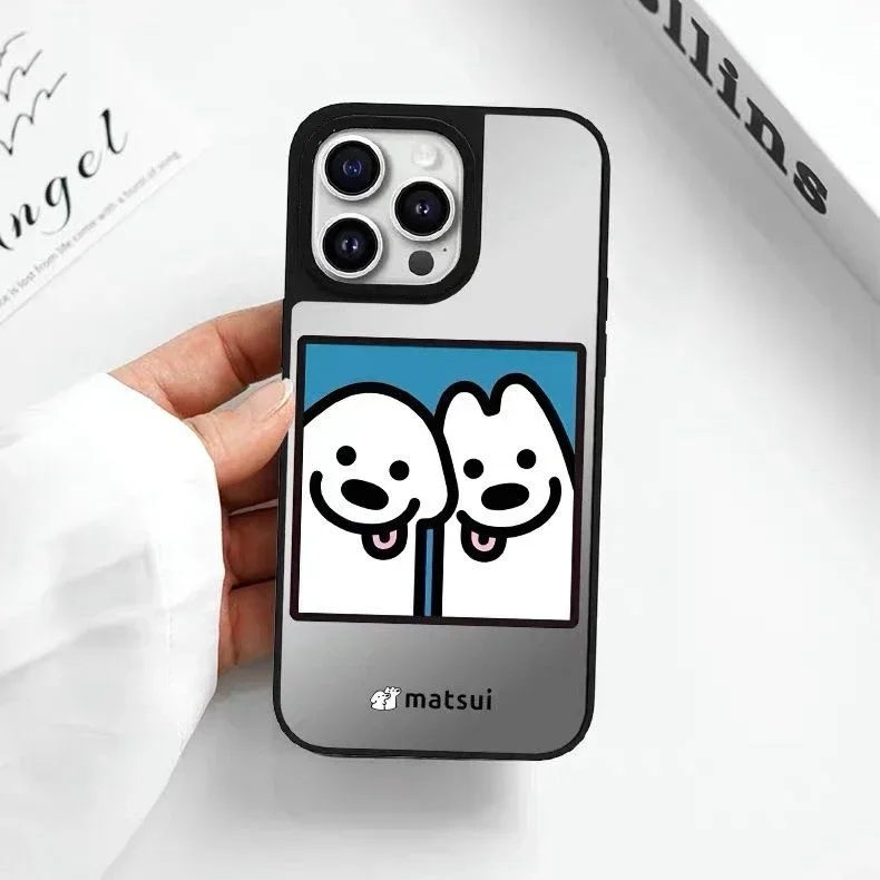 

Cute Dog Friend Mirror Surface Magnetic Phone Case Cover for iPhone 11 12 13 14 15 16 Pro Max Case for iPhone 16 Pro Max