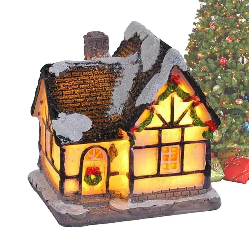 1pcs LED Night Light Christmas Ornaments LuminousCastle Snow House Sculpture Xmas Decoration for Home New Year Navidad