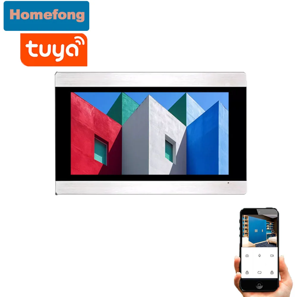 Homefong  7 Inch Wifi Wireless Smart Home Video Door Phone Intercom System 1080P HD Touch Screen Monitor Tuya App Remote Talk