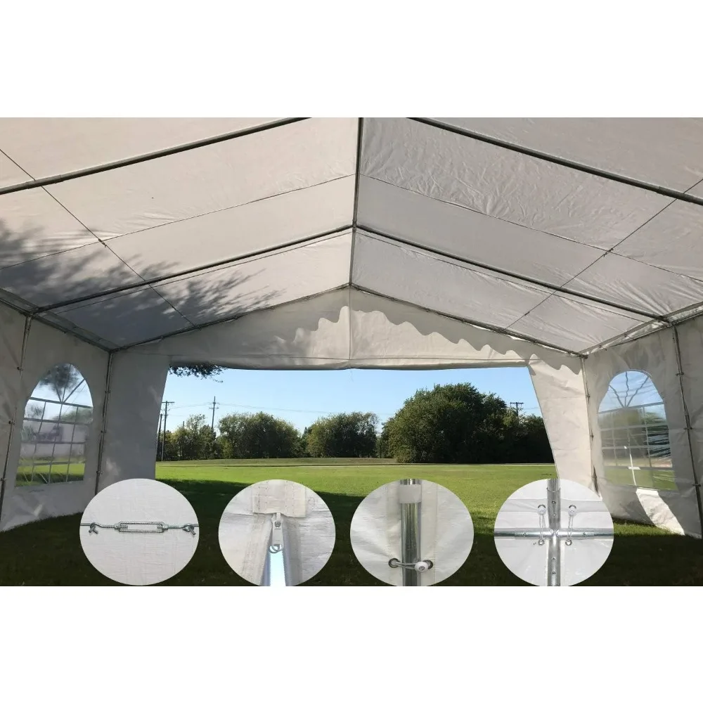 Heavy Duty Upgraded Galvanized Gazebo Wedding Tent Canopy Big Tents Carport Outdoor Event Shelter,20'x20' PE Party Tent Gazebos